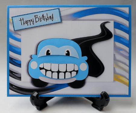 On the Road Blue Toony Car with Gnashers by Michelle Chivers