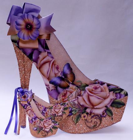 Shoe Shape Card Lilac Rose by Michelle Chivers