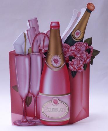 Celebration Pink Champagne Shaped Card by Michelle Chivers