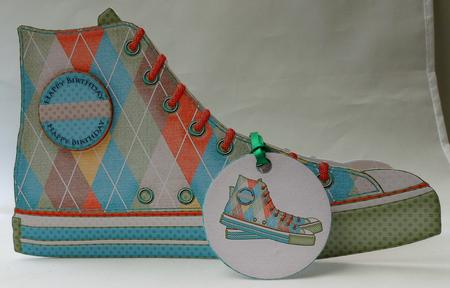 Sneaker Shoe Shape Card Birthday Softgreen by Michelle Chivers