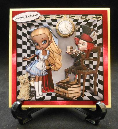 Alice Waiting Card Topper with Decoupage by Michelle Chivers