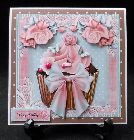 Beautiful Cup Cake Flutters Card Front Kit by Michelle Chivers