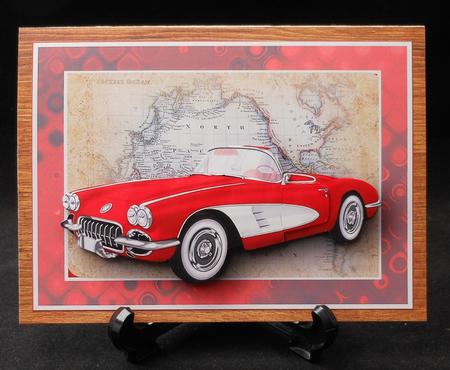Red Vintage Sports Car Card Front by Michelle Chivers
