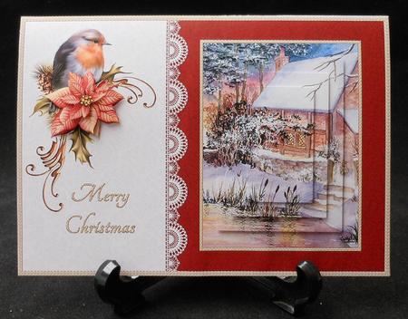 Winter Cottage Robin and Poinsettia by Michelle Chivers