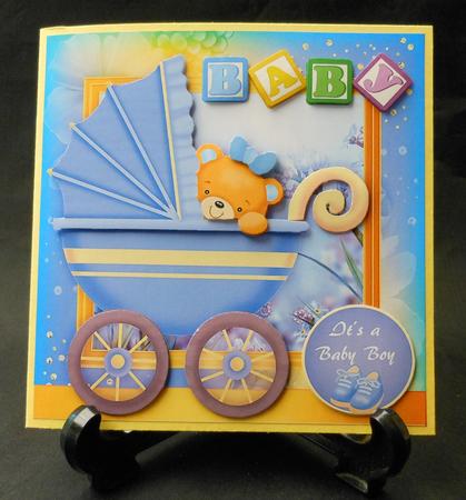 Baby Boy Mini Card Kit with Teddy Pram by Michelle Chivers