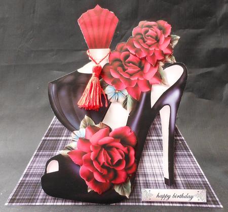 Mini Kit Black Shoe & Red Roses by Michelle Chivers