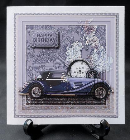 Vintage Austin Morgan Blue Sports Car 6in x 6in Pyramage by Michelle Chivers
