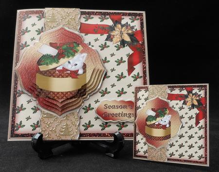 Christmas Kitten Fancy Border Card Mini Kit by Michelle Chivers
