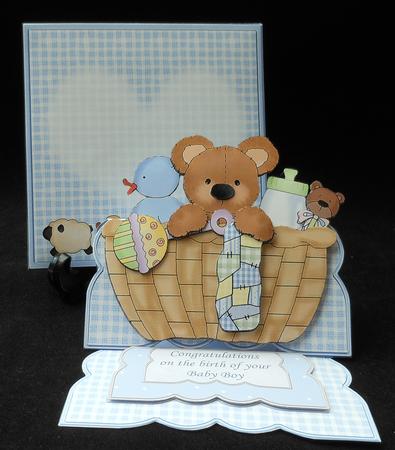 Baby Boy Bear in Basket Easel Card Kit by Michelle Chivers