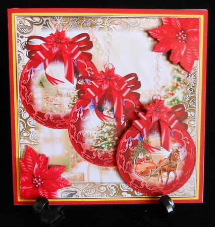 6x6 Red Christmas Baubles Topper by Michelle Chivers