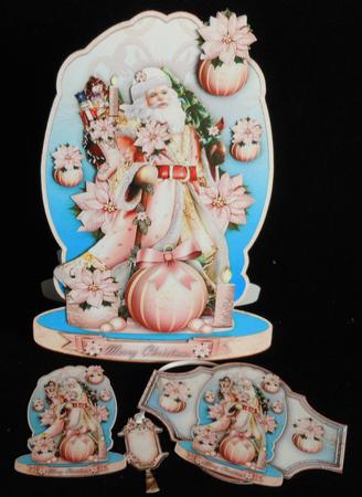 Christmas Santa with Gifts and Rose Poinsettias by Michelle Chivers