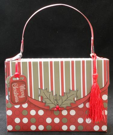 3D Spots Stripe & Holly Xmas Handbag Treat or Favour Box Kit by Michelle Chivers