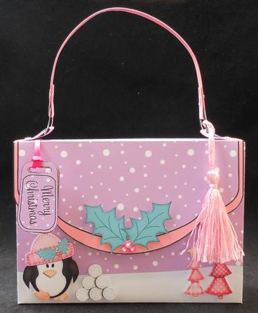 3D Xmas Cute Penguin Handbag Treat or Favour Box Kit by Michelle Chivers