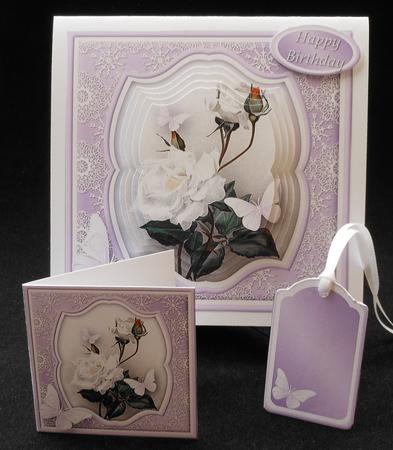 Vintage White Rose Framed Pyramid Card Mini Kit by Michelle Chivers