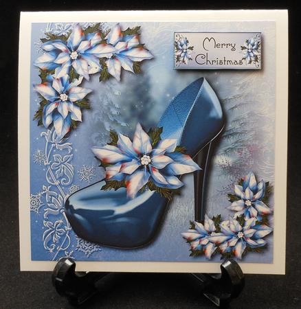 Christmas Diva Shoe & Ice Blue Poinsettias by Michelle Chivers