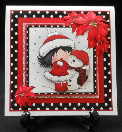 Cute Christmas Snowman Cuddles Card Front Kit by Michelle Chivers