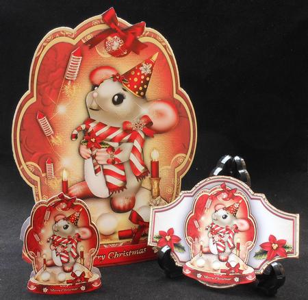 Christmas Fireworks with Cute Mouse by Michelle Chivers