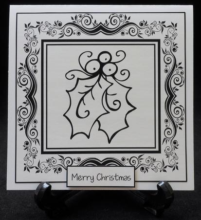 Monochrome Christmas Inksaver - Holly & Berries by Michelle Chivers