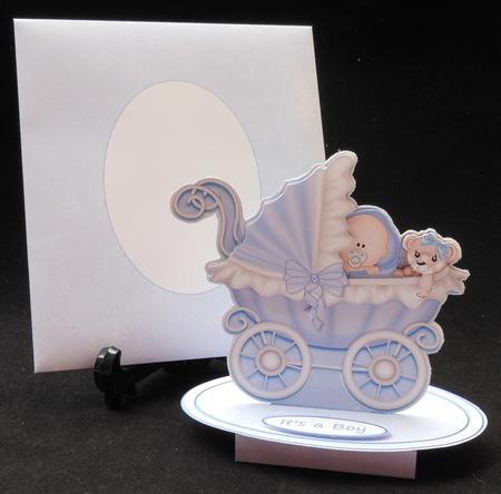 Oval Base Pop Up Card - New Baby Boy by Michelle Chivers