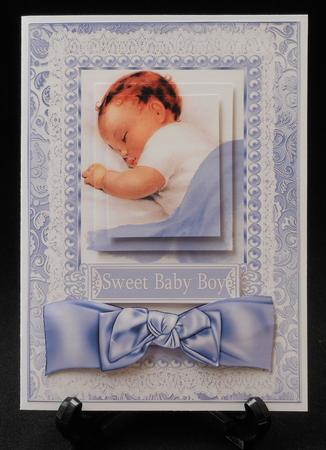 Sweet Baby Boy, with Satin Bow and Lace Pyramids by Michelle Chivers