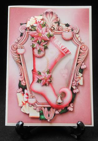 Christmas Stocking with Pink Poinsettias by Michelle Chivers