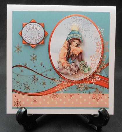 Snow Cuddles Decoupage Card Topper by Michelle Chivers
