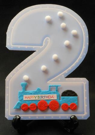 Age 2 Blank Blue Birthday Shape Card by Michelle Chivers