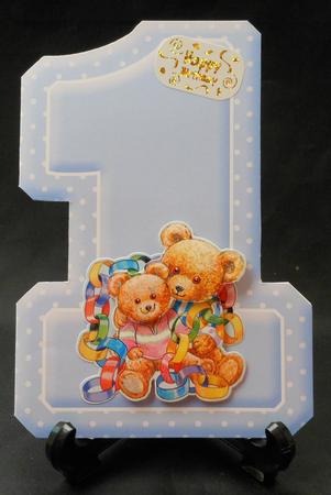 Age 1 Blank Blue Birthday Shape Card by Michelle Chivers