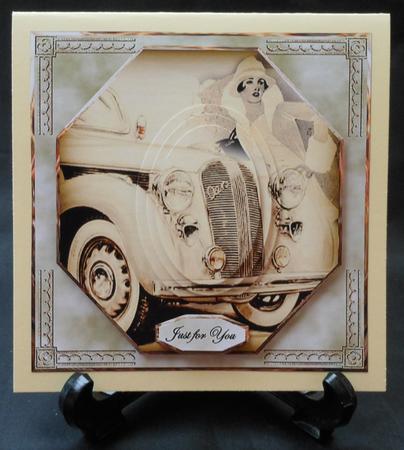 Retro Card and Lady Octagon Card Front with Topper by Michelle Chivers