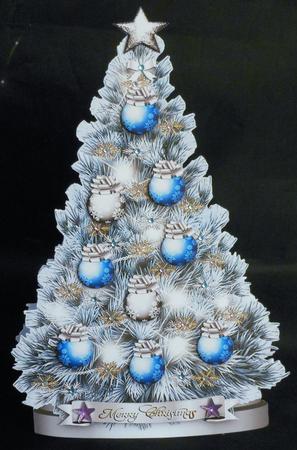Christmas Tree with Silver and Blue Bubbles by Michelle Chivers