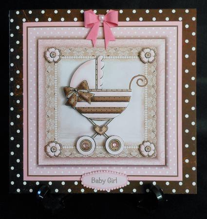 Baby Girl Pram Card Front Kit by Michelle Chivers
