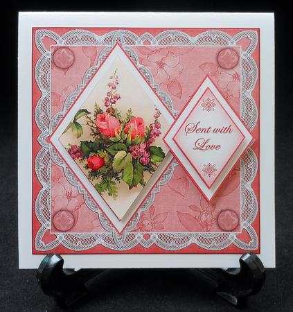 Rose Bouquet Sent with Love 7in Double Diamond Topper by Michelle Chivers