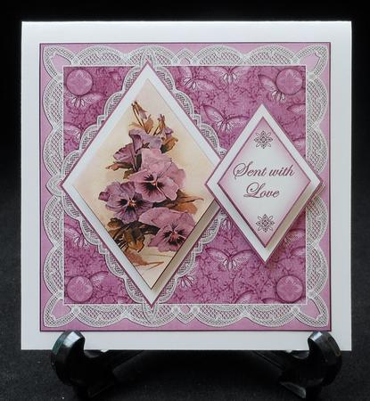 Pansies Sent with Love 7in Double Diamond Topper by Michelle Chivers