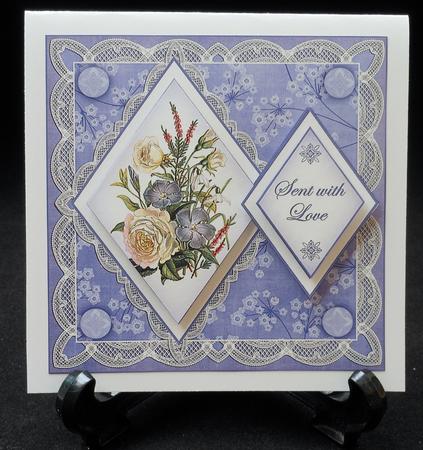 Blue Bouquet Sent with Love 7in Double Diamond Topper by Michelle Chivers