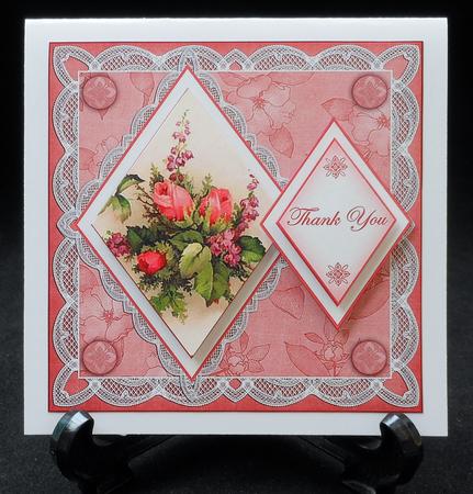 Pink Bouquet Thank You 7in Double Diamond Topper by Michelle Chivers