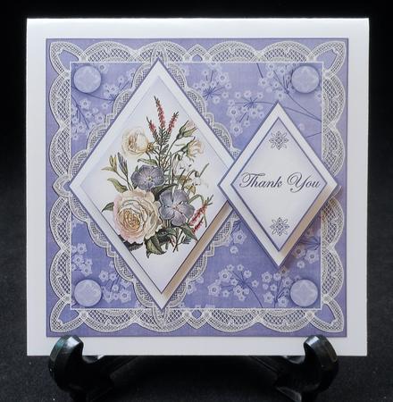 Blue Bouquet Thank You 7in Double Diamond Topper by Michelle Chivers