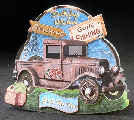 Gone Fishing- Happy Birthday- Rusty Truck- Shaped/wobbly by Michelle Chivers