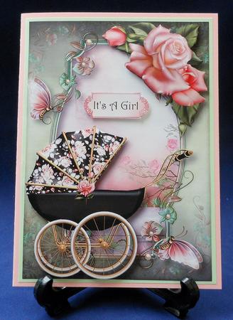 Vintage Pram & Pink Roses + Decoupage by Michelle Chivers
