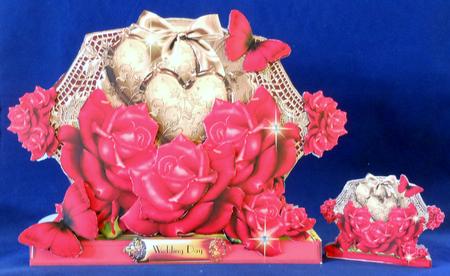 Red Roses and Golden Hearts Shaped Card Kit by Michelle Chivers