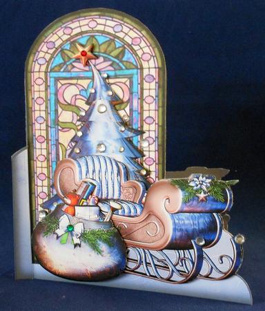 Blue Sleigh Shaped Card by Michelle Chivers