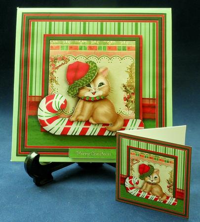 Cat on a Christmas Candy Cane Mini Kit by Michelle Chivers