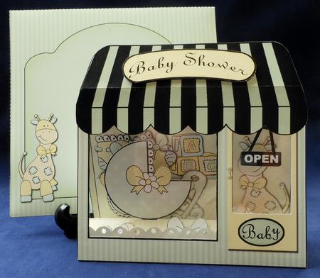 3D Baby Window Pop Up Card Decoupage N Envelope by Michelle Chivers