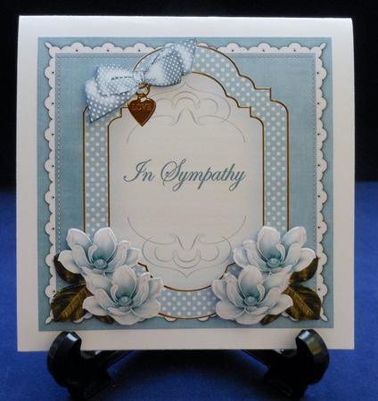 Blue Magnolia in Sympathy Fancy 7in Decoupage Topper by Michelle Chivers