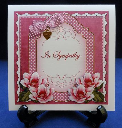 Cerise Magnolia in Sympathy Fancy 7in Decoupage Topper by Michelle Chivers