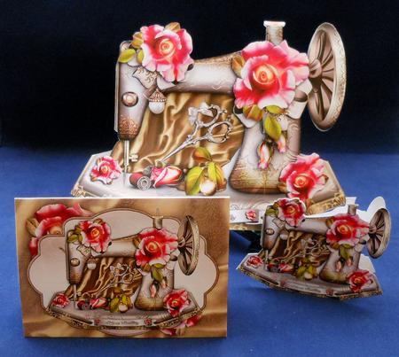 Antique Sewing Machine with Silk, Scissors and Roses by Michelle Chivers