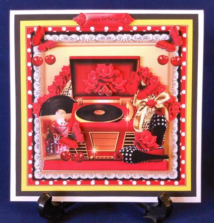 Beautiful Retro Record Player Card Front Kit by Michelle Chivers