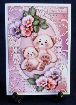 Cute Bears & Pansys by Michelle Chivers