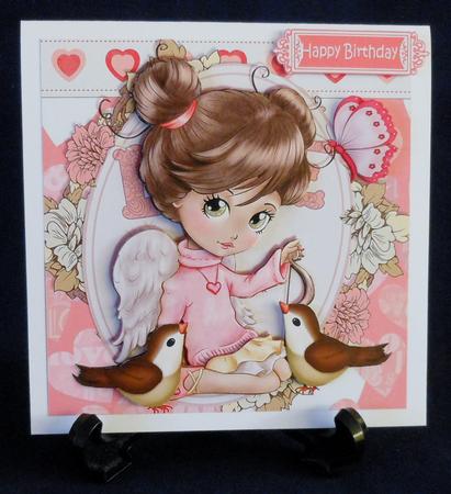 Sweet Little Angel Valentina,with Birds, Hearts, 8x8 Mini by Michelle Chivers
