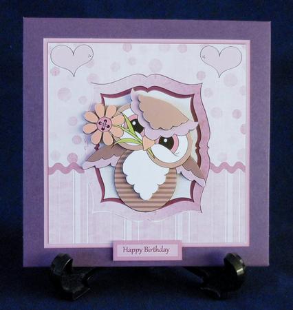 Owls Birthday Greetings Card with Decoupage by Michelle Chivers