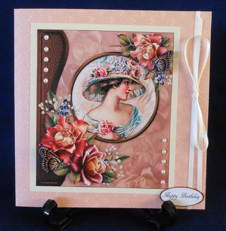 Pearl Rose Butterfly Topper with Decoupage by Michelle Chivers